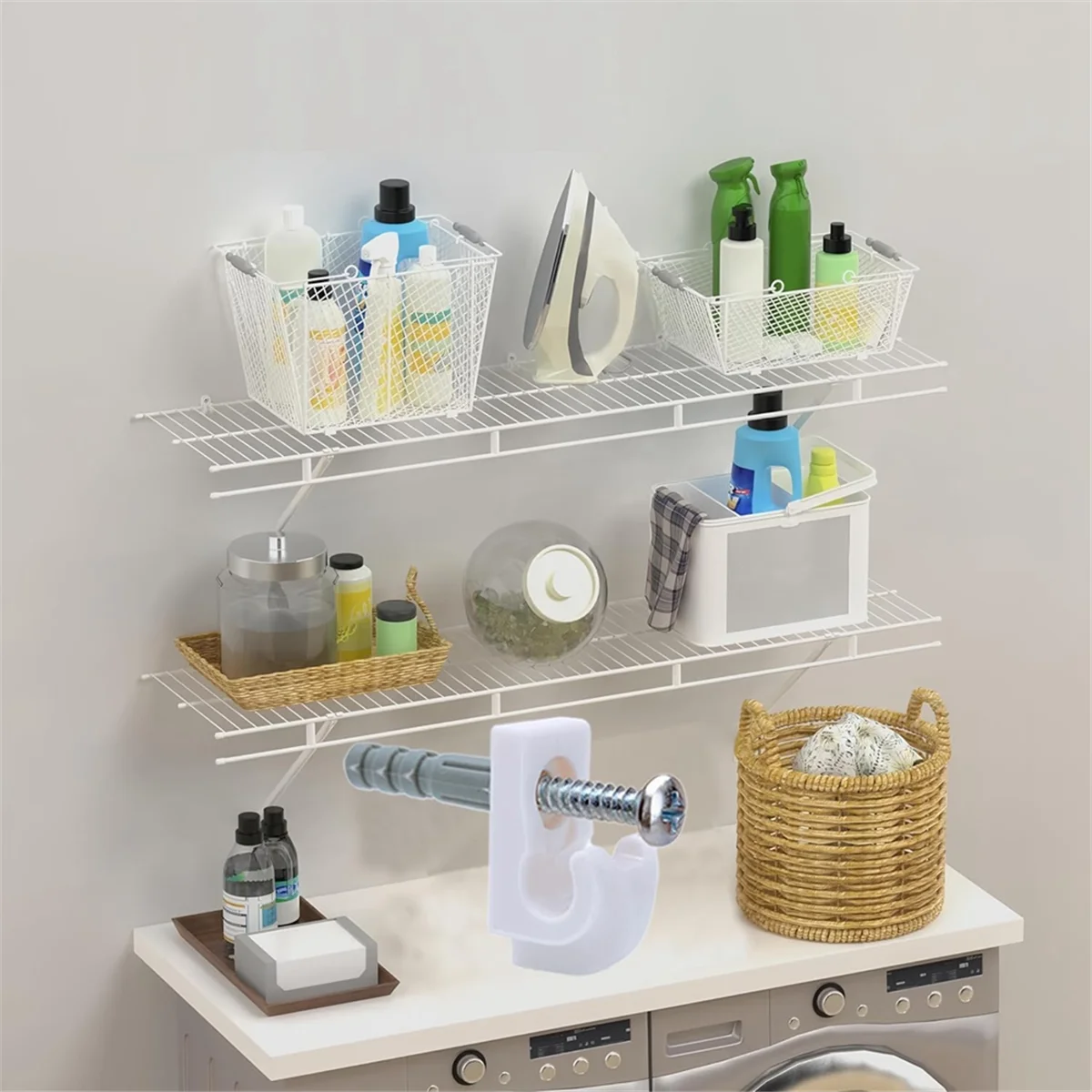 AM38M Down Wall Clips- 30 Sets Wire Shelf Brackets Loop Clips-Closet Shelves Clips-Wire Shelf Back Wall Clip,Included Clips