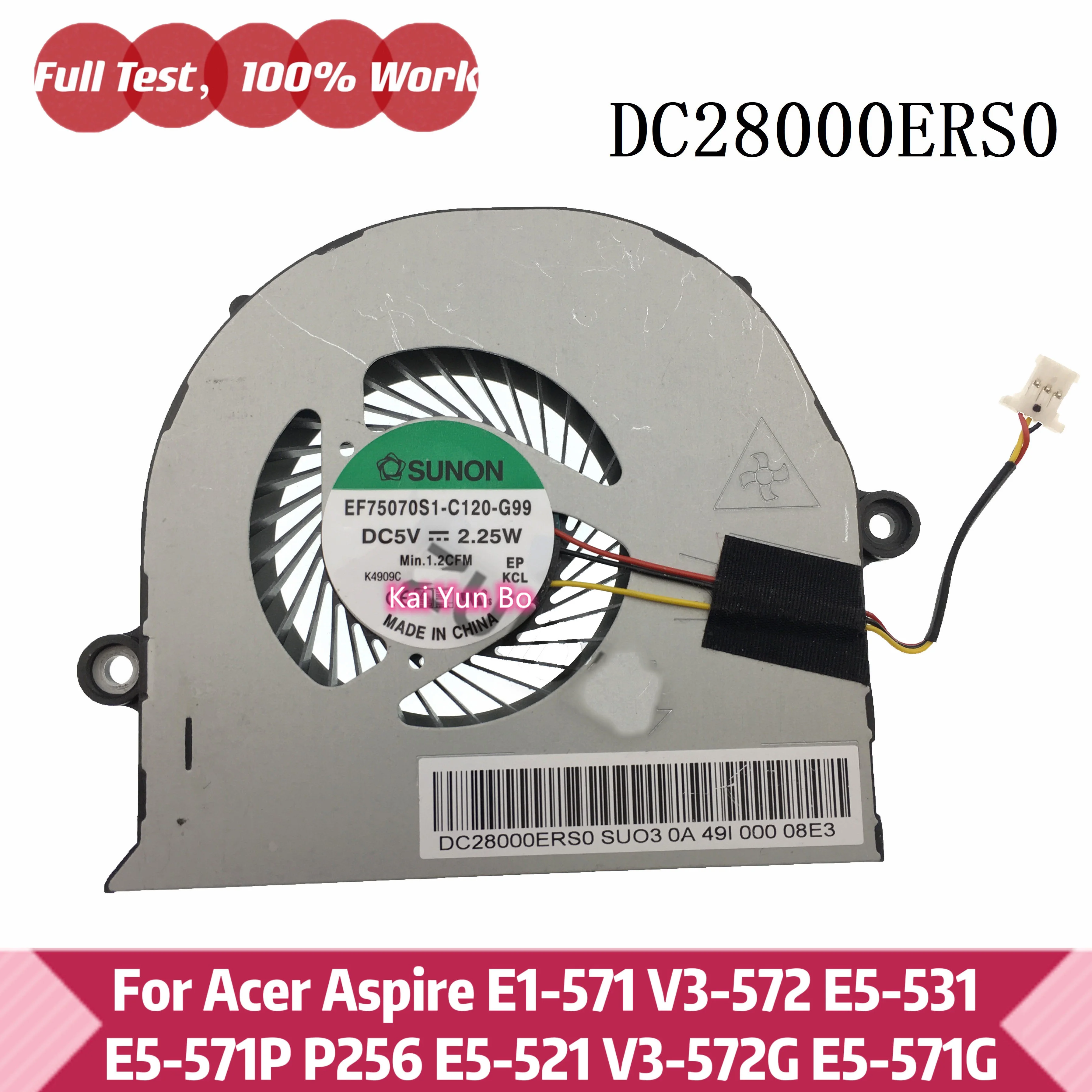 Вентилятор охлаждения процессора ноутбука для Acer Aspire E15 E1-571 V3-572 E5-531 E5-571P P256 E5-521 V3-572G E5-571G E5-521 E5-511 DC28000ERS0