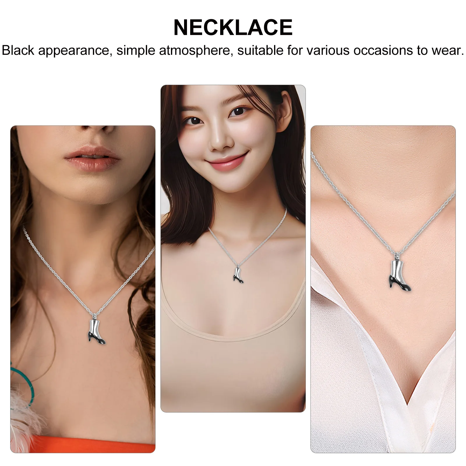 

Stainless Steel Ashes Urn Necklace Titanium High Heel Pendant Black Pet Keepsake Sleek Finish Cremation Jewelry Parts for Dog