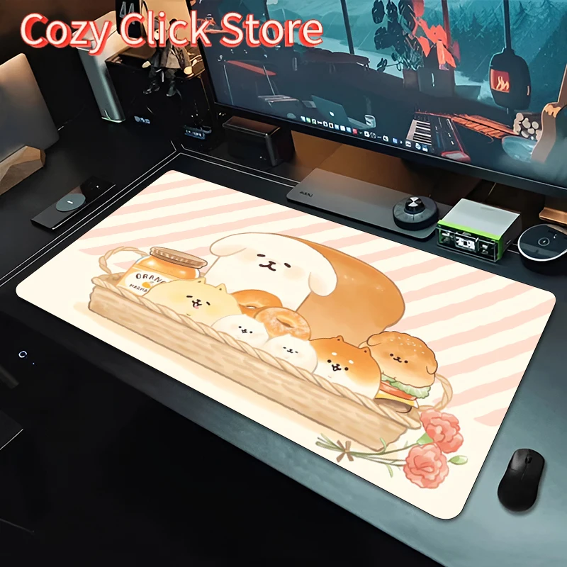 Cute Bread Dog Mousepad New MousePads Keyboard Pad Mouse Mat Gamer Soft Office Carpet Table Mat Desktop PC Anime Big Mouse Pad