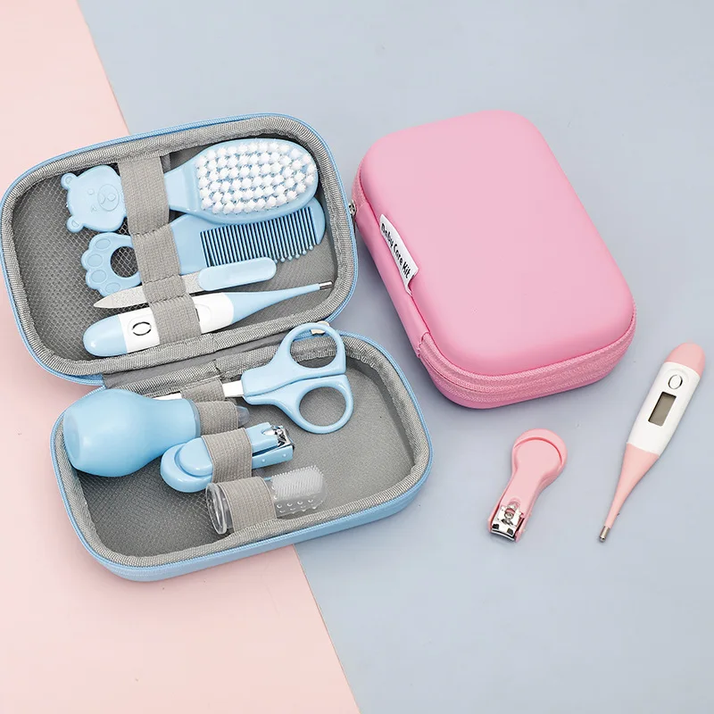Baby Care Set Nail Clippers Medicine Spoon Thermometer Nasal Aspirator 8-piece Set