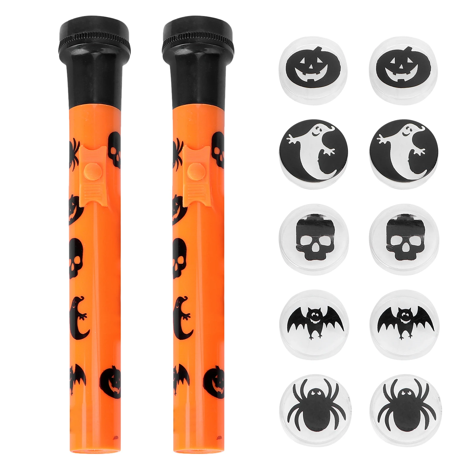 Torcia per proiettore di Halloween 2 set Modello di zucca fantasma Casa stregata Occhi sicuri Festa di controllo della velocità di proiezione colorata