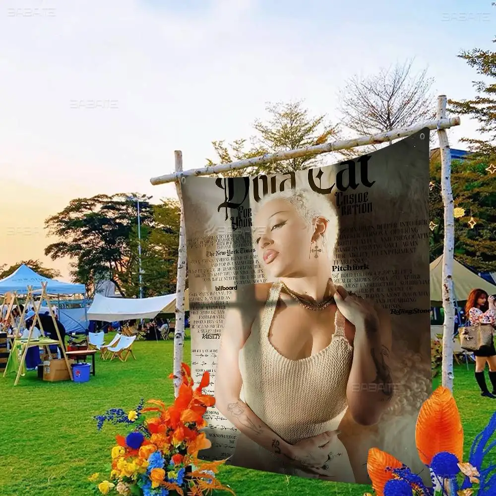 Newly Pop Rapper Doja Cat Single Small Size Cheerleading Banner Hand Pulled Flag Outdoor Atmosphere Flags