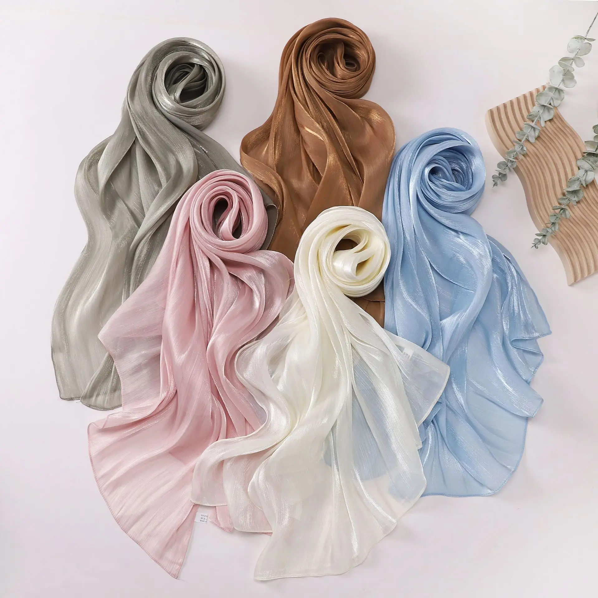 

Shimmer Shiny Satin Scarf Crinkle Scarves Foulard Shawl Women Muslim Hijab Crepe Bandanas Wrap Headscarf Bufanda Turbante Mujer