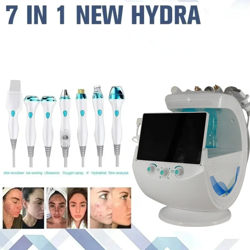 Multifunctional 7 in 1 Skin Care Mirror Aqua Facial Smart Ice Blue Skin Management System Dermabrasion With Skin Analyzer