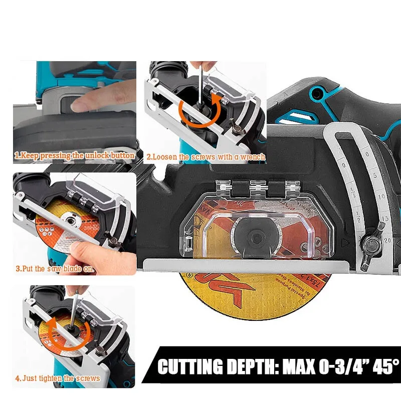 3 Inch Mini Angle Grinder Cordless 3 Inch Electirc CUT OFF Tool Cutting Circular Saw Power Tool For Makita 20V Battery