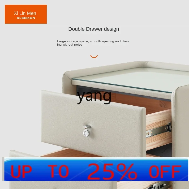 

LMM Modern Minimalist Double Storage Solid Wood Bedside Cabinet