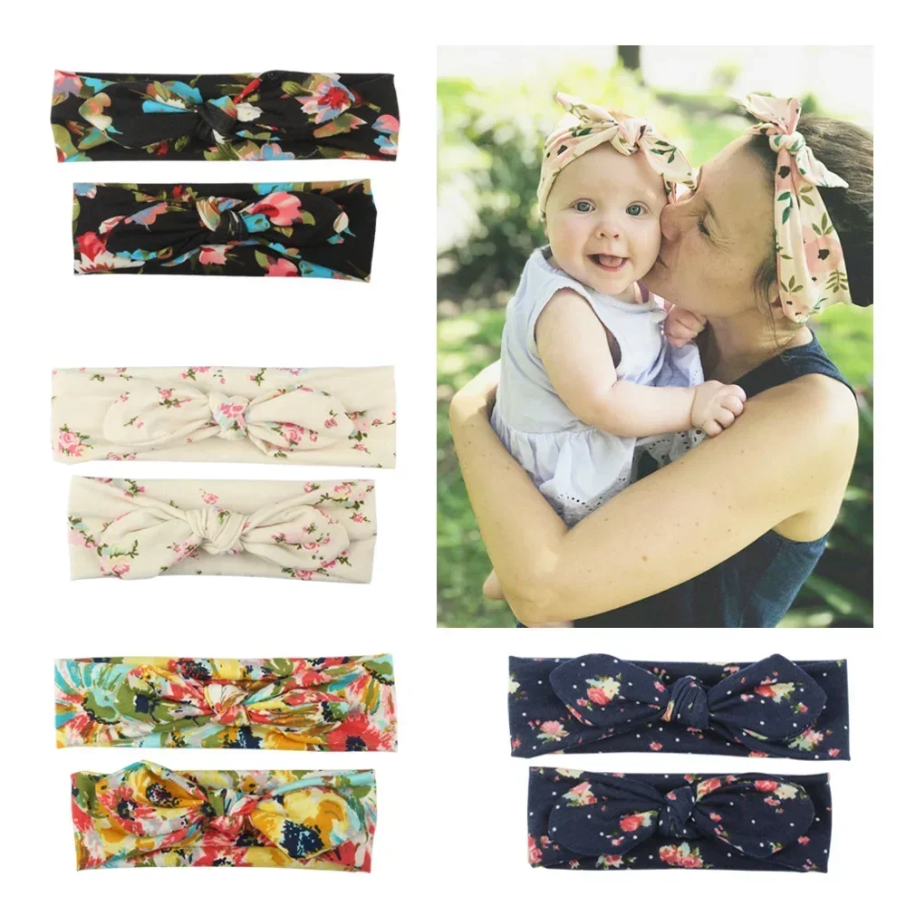 2pcs Parent-Child Headwear Mom Daughter Matching Hairband Set Turban Baby Girls Twist Knot Headbands Family Accessories
