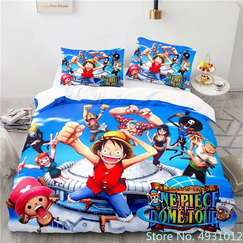 Monkey D.Luffy Cartoon Printed Bedding Set Pillowcase Anime Bedclothes 3D Printed Kids Adult Boys Quilt Duvet Cover Gift