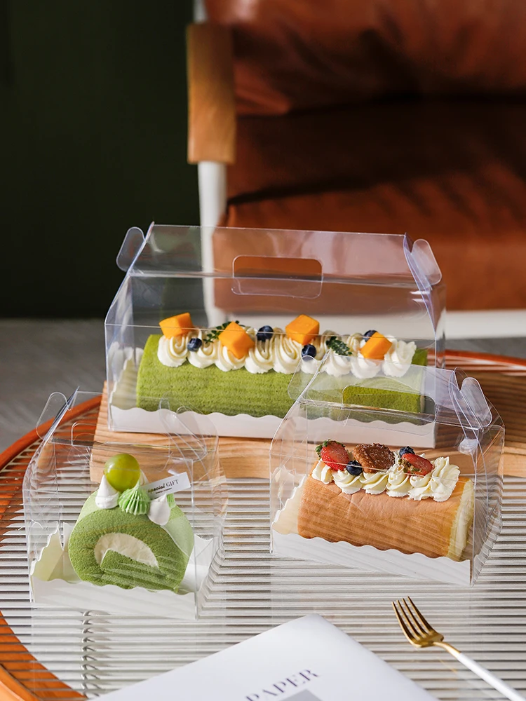 

Прозрачная коробка для упаковки рулетов для торта Dr Dragon Roll Cutting Blo Bakery Ручная прозрачная коробка для торта Коробка для мусса и кондитерских изделий
