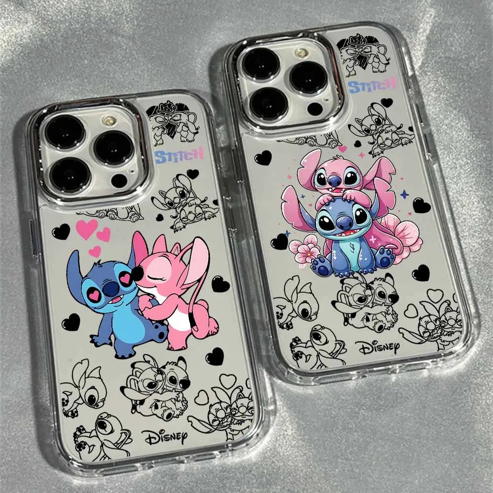 

Disney Stitch Cute Phone Case For Apple iPhone 17 AIR 16E 15 14 13 12 11 Pro Max Plus Transparent Soft Cover
