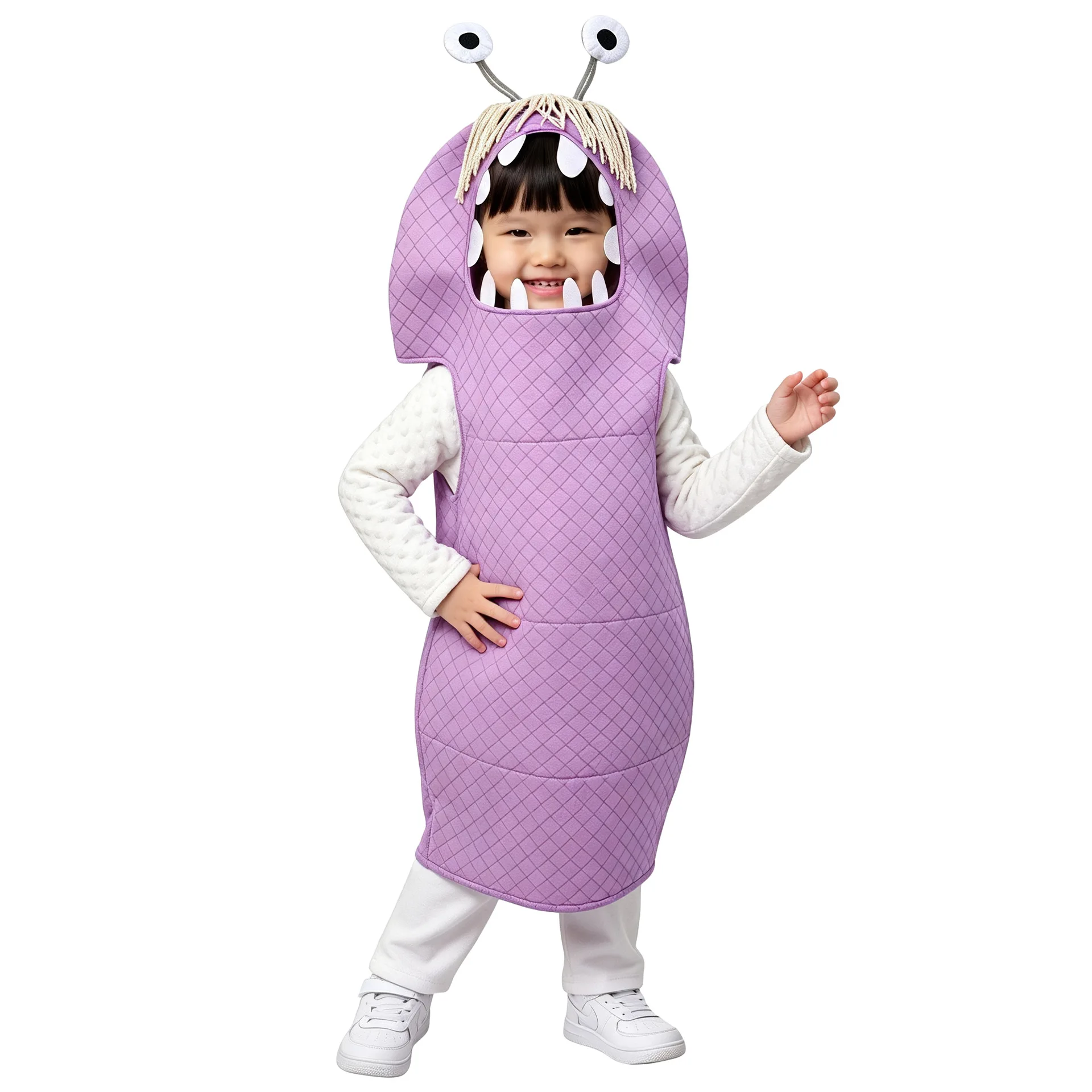 2026 New Arrival Kids Halloween Boo Gibbs Cosplay Purple Monster Tunic Jumpsuit Fancy Dress Up Girls Monster Boo Costume