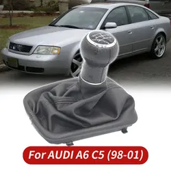 5 6 Speed Car Gear Shift Knob Lever Stick Gaiter Boot Kit Cover For Audi A6 C5 A4 B5 A8 D2 1998-2001 Auto Styling Accessories