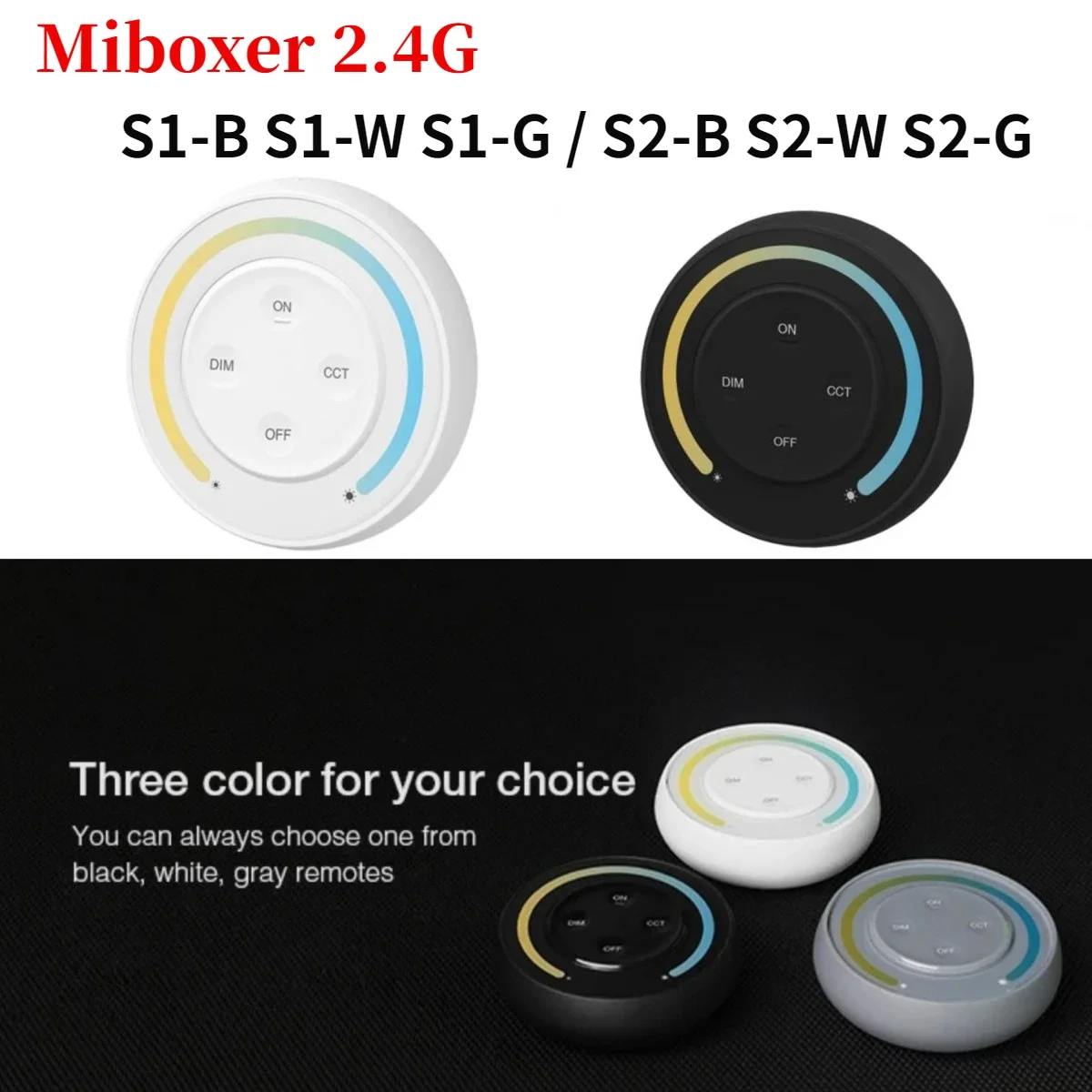 Imagem -05 - Miboxer-controle Remoto S1-b S1-w S1-g S2-b S2-w S2-g S2-g S2-w S2-g 2.4g Temperatura de Cor do Arco-íris Rgb Mais Cct Levou Tira