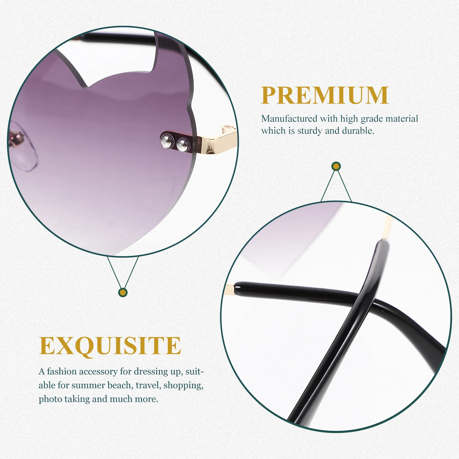

Heart Horn Shape Frameless Sunglasses Rimless Eyewear Stylish Party Glasses Women Men Beach Travel Fun Unique Sunglasses