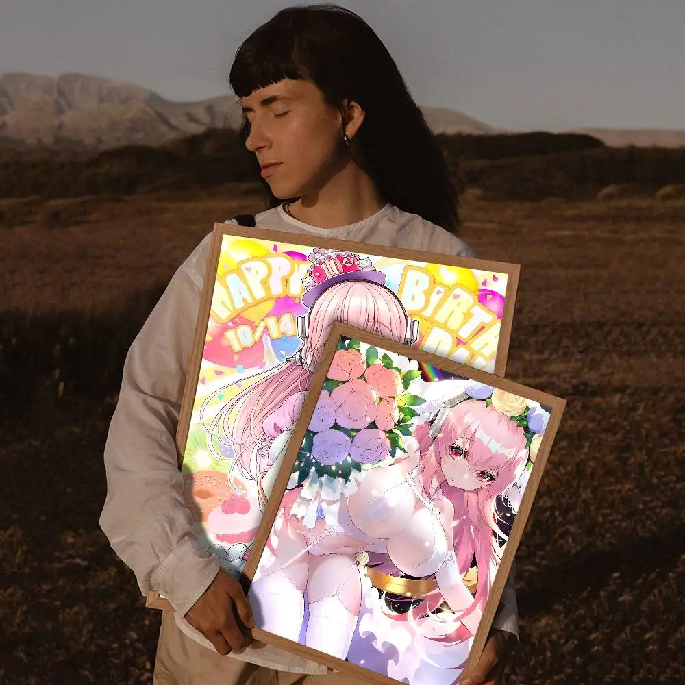 Affiches de dessin animé classique Super Sonico Manga, décoration collante, peinture murale, Art en papier Kraft blanc, décor mural