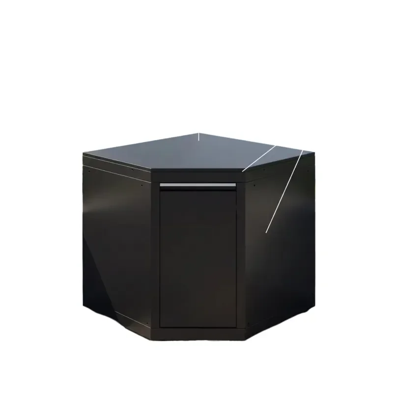 New Design Stainless Steel Sink Combo with Refrigerator for Outdoor Kitchen Cabinet Black Marble Countertops Modular Design