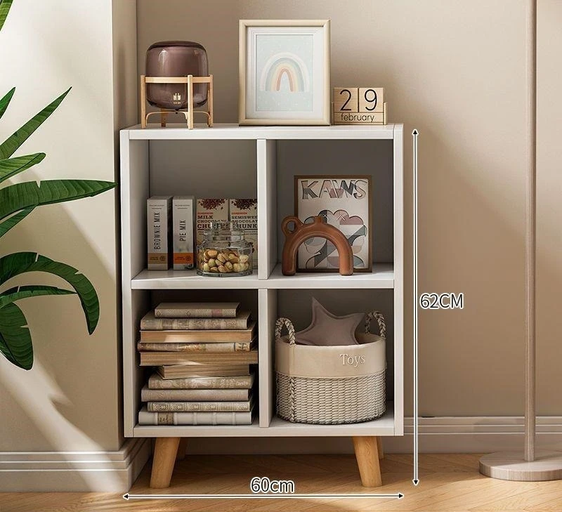 أرضية تخزين خزانة الكتب، غرفة المعيشة المنزلية البسيطة، مجموعة مجانية من الخشب الصلب المقلد #4