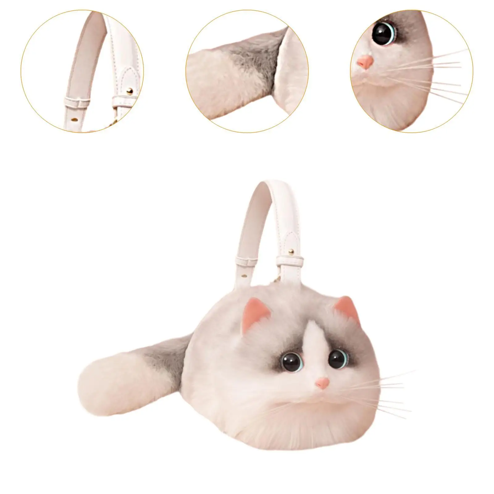 Fluffy Shoulder Bag Fashion Cartoon Stylish Lightweight Lovely Cat Plush Handbag for Daily Events Travel Fancy Dress up Daughter