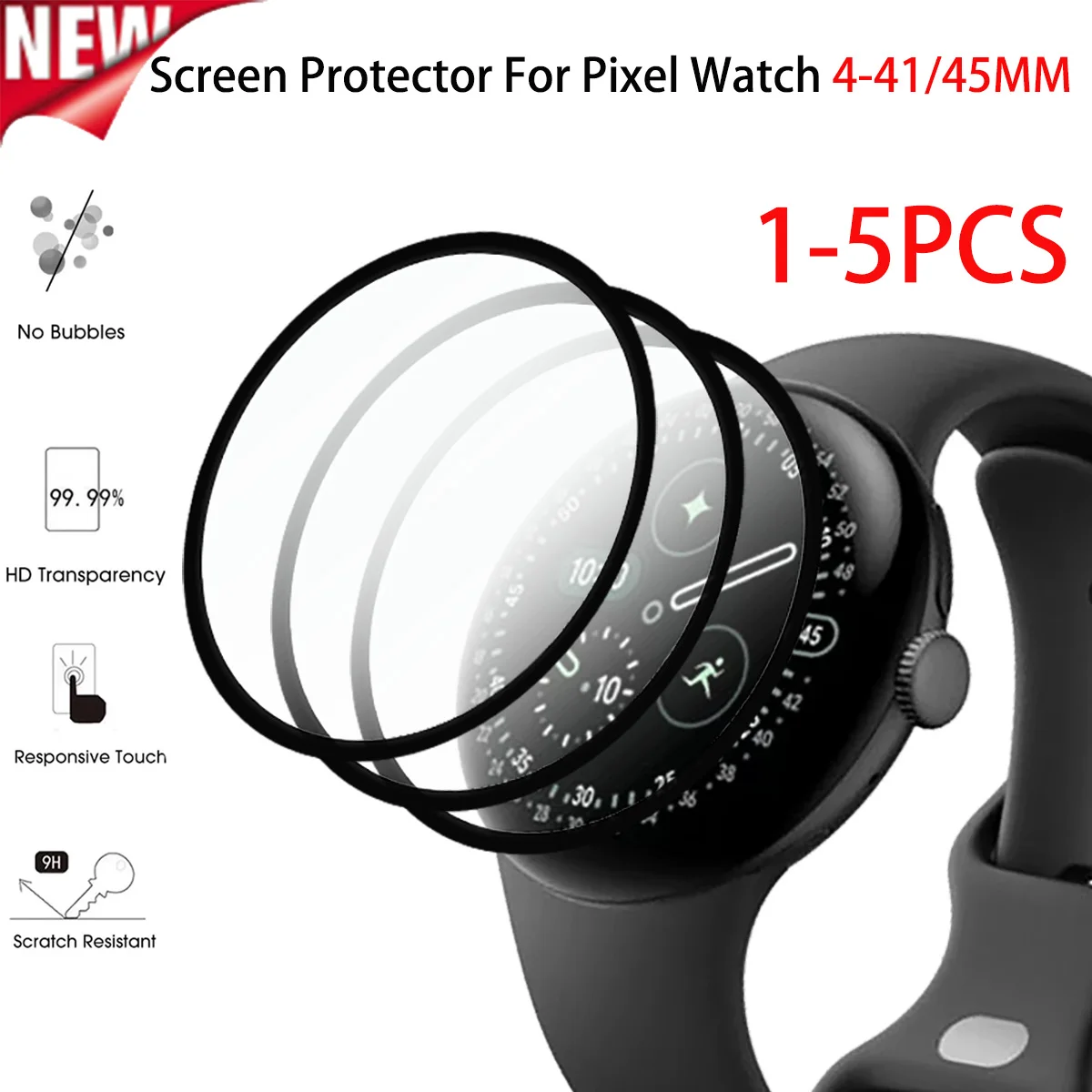 Screen Protector for Google Pixel 4-41/45mm Anti-scratch 3D Composite Film for Pixel Watch 4 45mm 3D Composite Protective Film