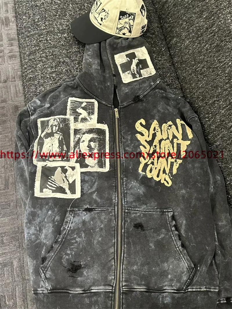 2024fw Saint SSSAINT LOUIS Hooded Men Women Best Quality Character Portrait Letter Printing Pullovers Hooded