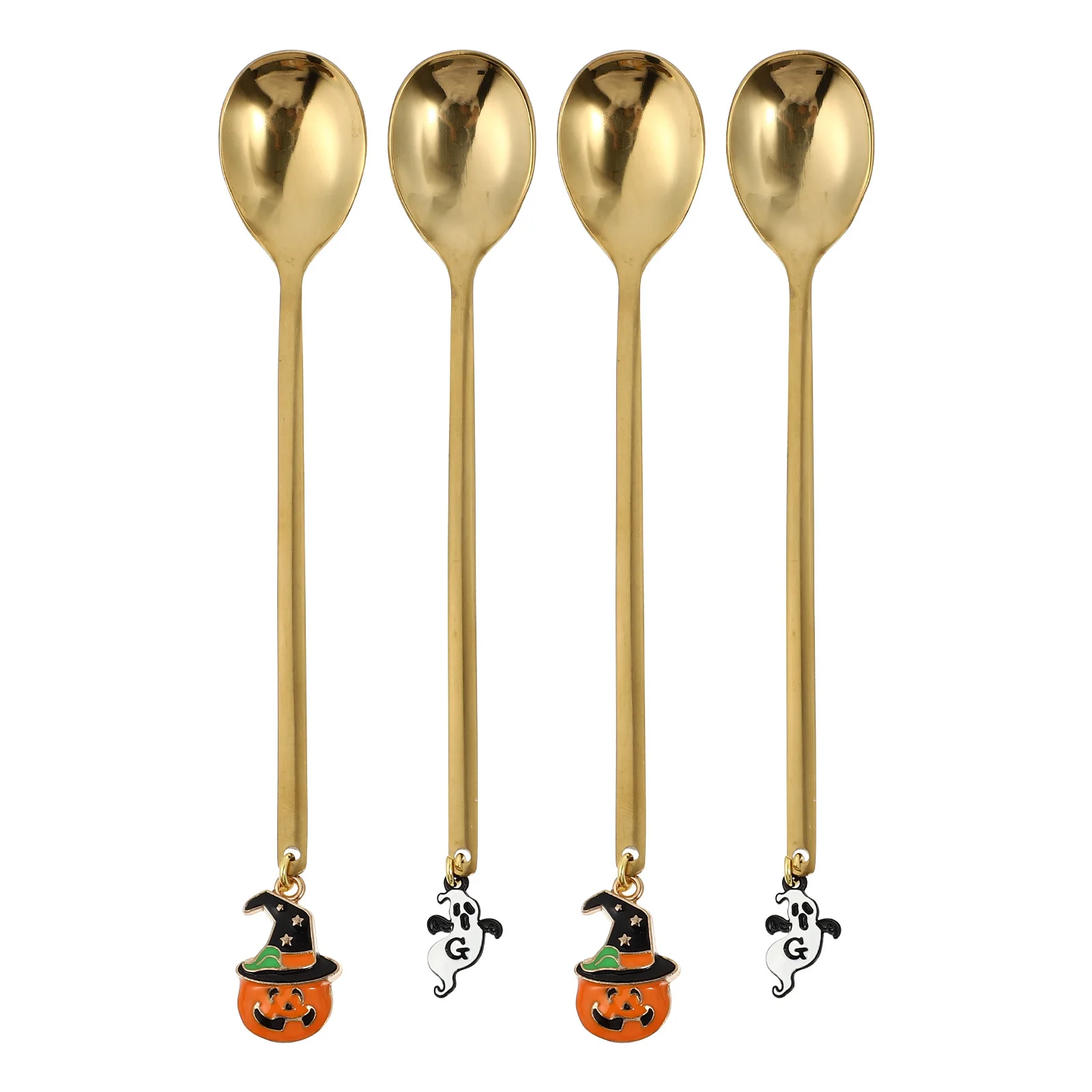 4 قطعة ملاعق اليقطين الهالوين الفولاذ المقاوم للصدأ الحلوى المجارف اثارة خلط ملاعق للقهوة كعكة البطيخ جمع الحفلات #5