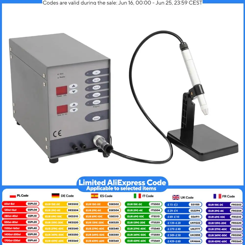 

60Hz Pulse Argon Arc Welding Machine, 5-in-1 Multi-functional Welder w/50A-600A Welding Current for Dental Technology