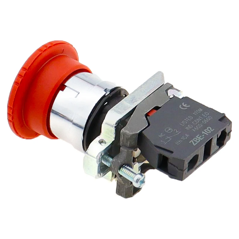1pcs Not-Aus-Pilz-Druckknopf schalter passt Xb4-bs542 Feder rückstellung 1nc/2nc