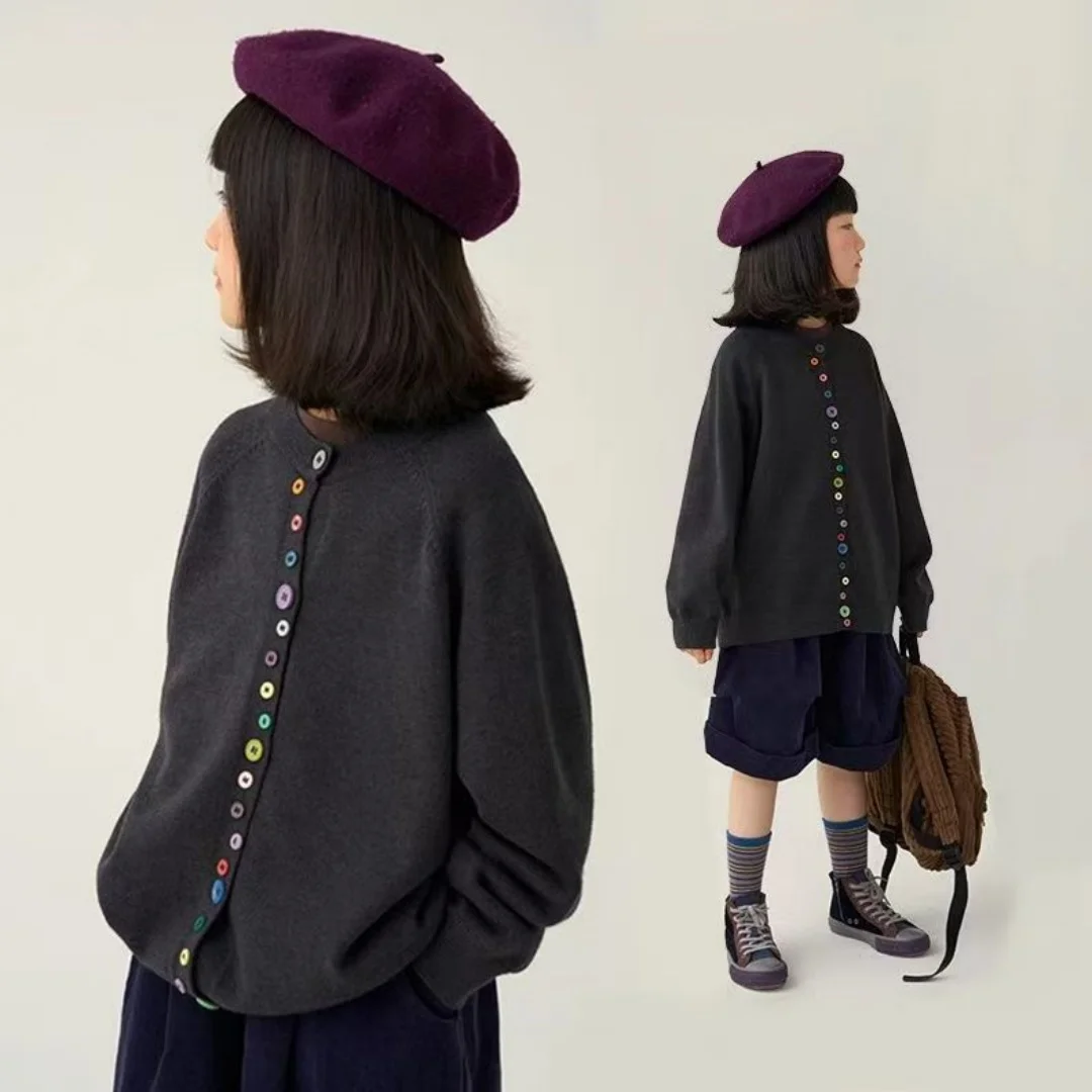 

Новый модный детский дизайнерский вязаный кардиган-пальто для девочек, коллекция осень 2026