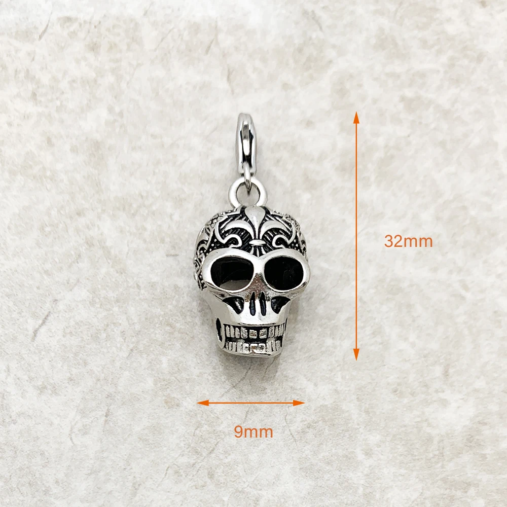 Lily Skull Charm Pendant Winter Fine Jewelry Vintage Punk Reble Gift For Men Women In 925 Sterling Silver