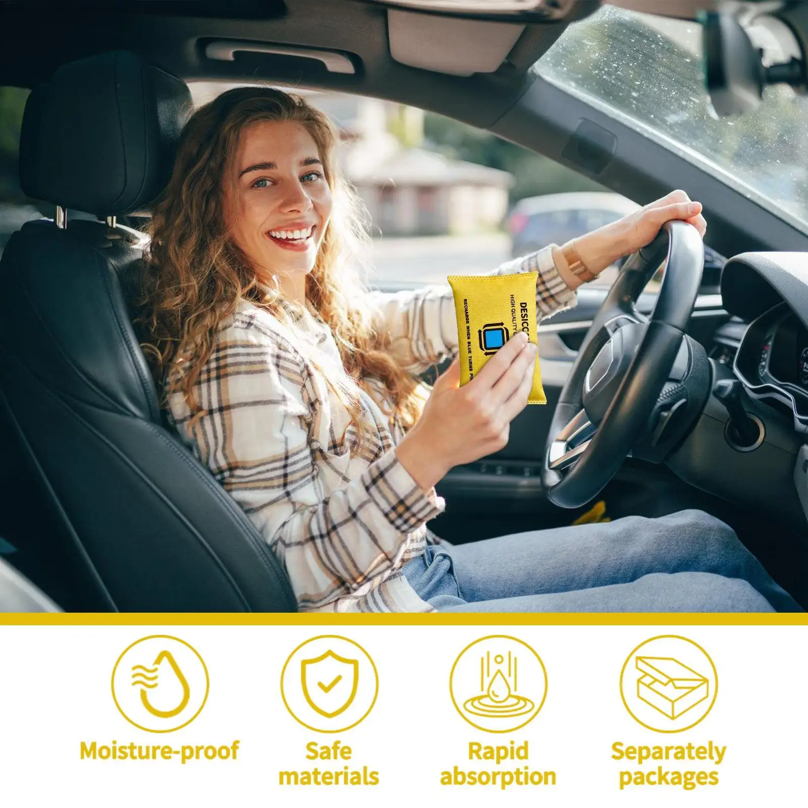 1 قطعة 100 جرام قابلة لإعادة الاستخدام مزيل الرطوبة أكياس امتصاص الرطوبة لخزانة السيارة خزانة RV قارب الطابق السفلي المرآب المساحات المنزلية