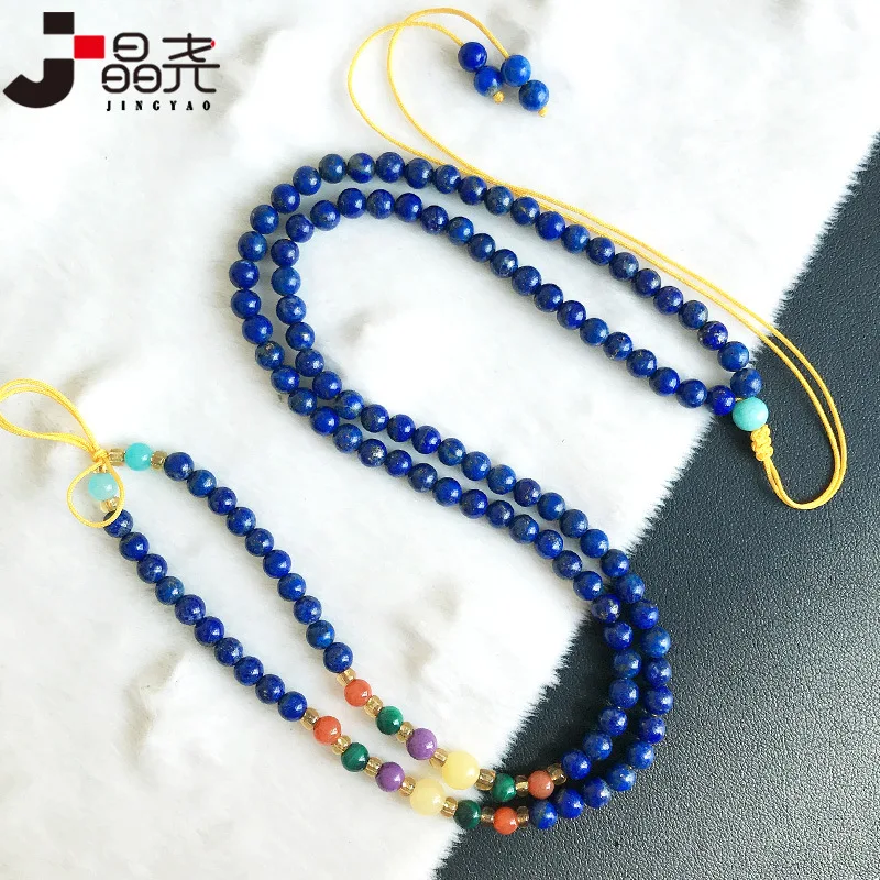 

Lapis Lazuli Bead Chain Pendant Handmade Hanging Necklace Rope Couple Fashion Jewelry Jade