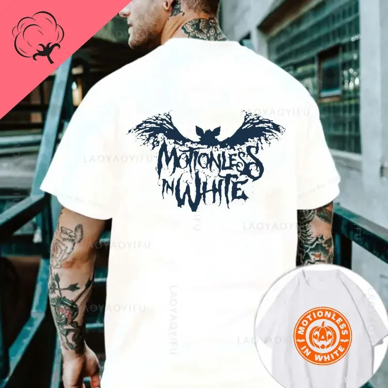 Motionless in White Theme 100%Cotton Summer Cool Fashion Harajuku Tee Men Middle Finger T-Shirt Metal Rock Short Sleeve TShirt