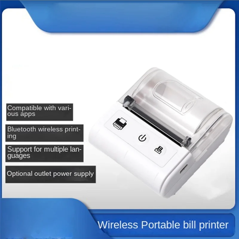 GOB-oWireless Mini เครื่องพิมพ์ความร้อนบลูทูธแบบพกพาเครื่องพิมพ์ใบเสร็จความร้อน BT 58 มม.การพิมพ์ใบเสร็จความร้อนสีขาว US