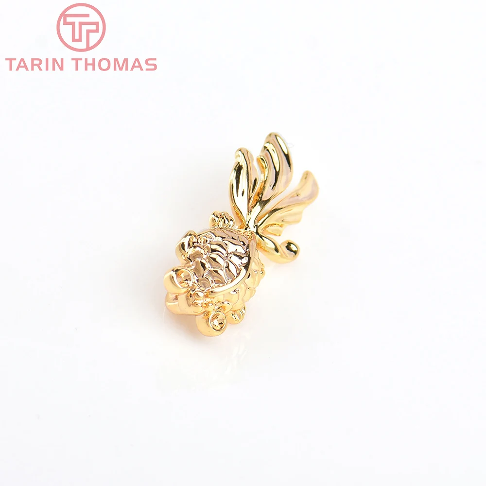 (503)10PCS 9x17MM 24K Gold Color Plated Brass Goldfish Charms Pendants High Quality Diy Jewelry Findings Accessories wholesale