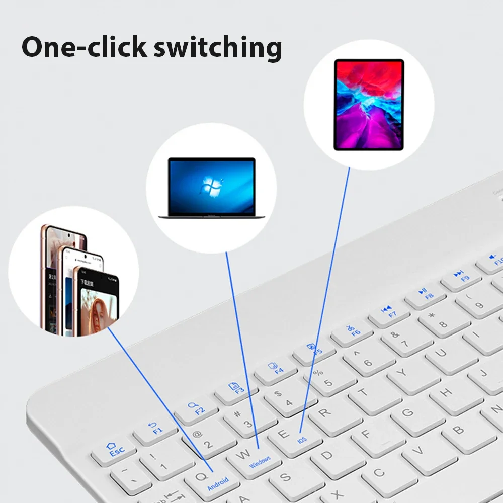 مجموعة لوحة مفاتيح وماوس بلوتوث لاسلكية عالمية لأجهزة iPad وXiaomi وSamsung وLenovo اللوحية - لوحة مفاتيح مكتبية متعددة الألوان