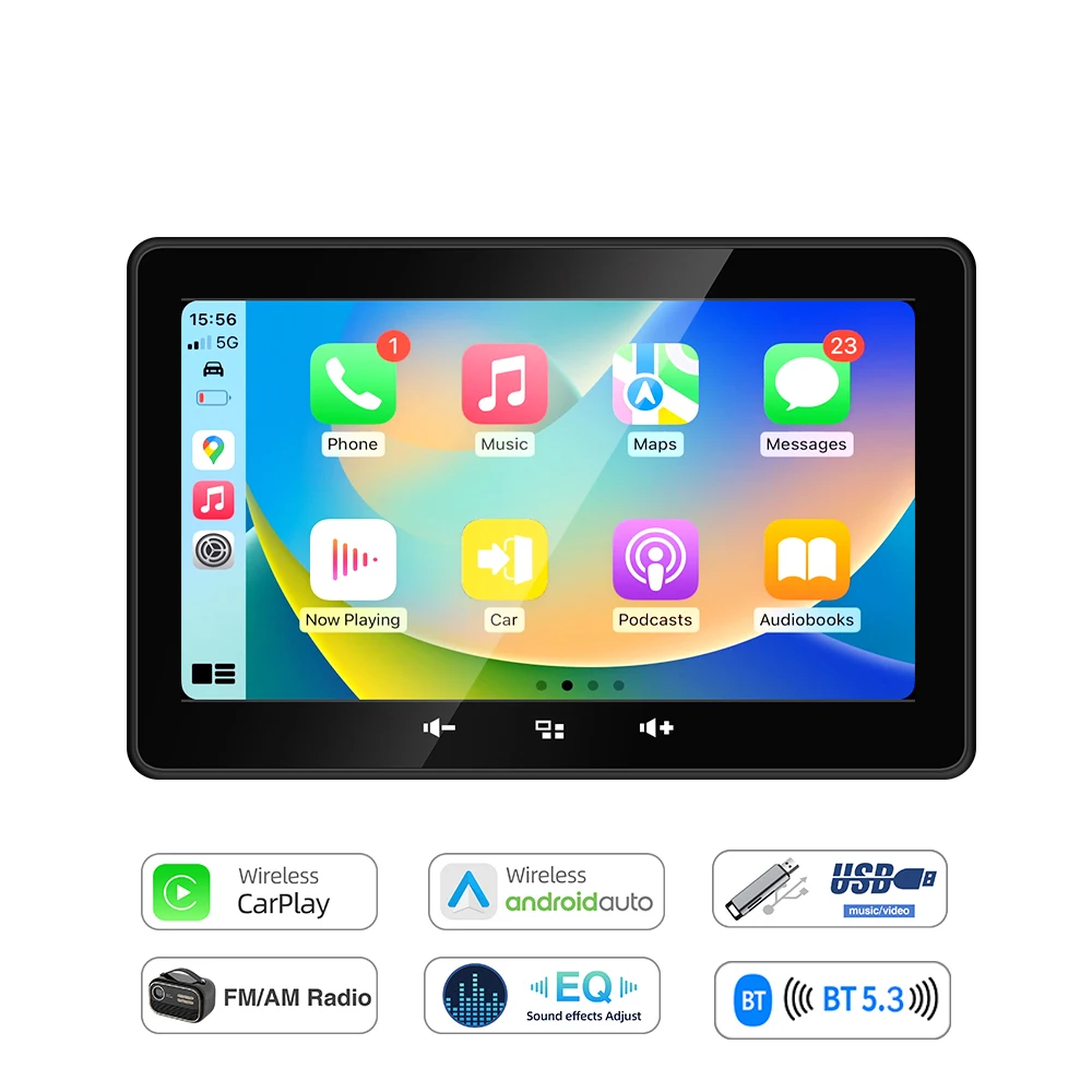 7 inch Marine Radio Draadloze CarPlay Android Auto FM AM Radio-ontvanger Waterdicht voor RV ATV UTV SPA RZR Stereo Multimedia Speler