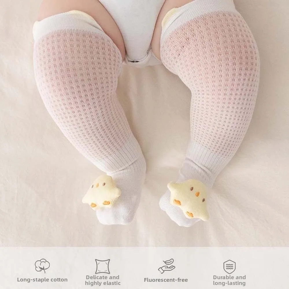 1 Pairs Cartoon Animal Infant Anti-mosquito Socks Breathable Soft Baby Mesh Socks Class a Elastic Newborn Over-the-knee Socks