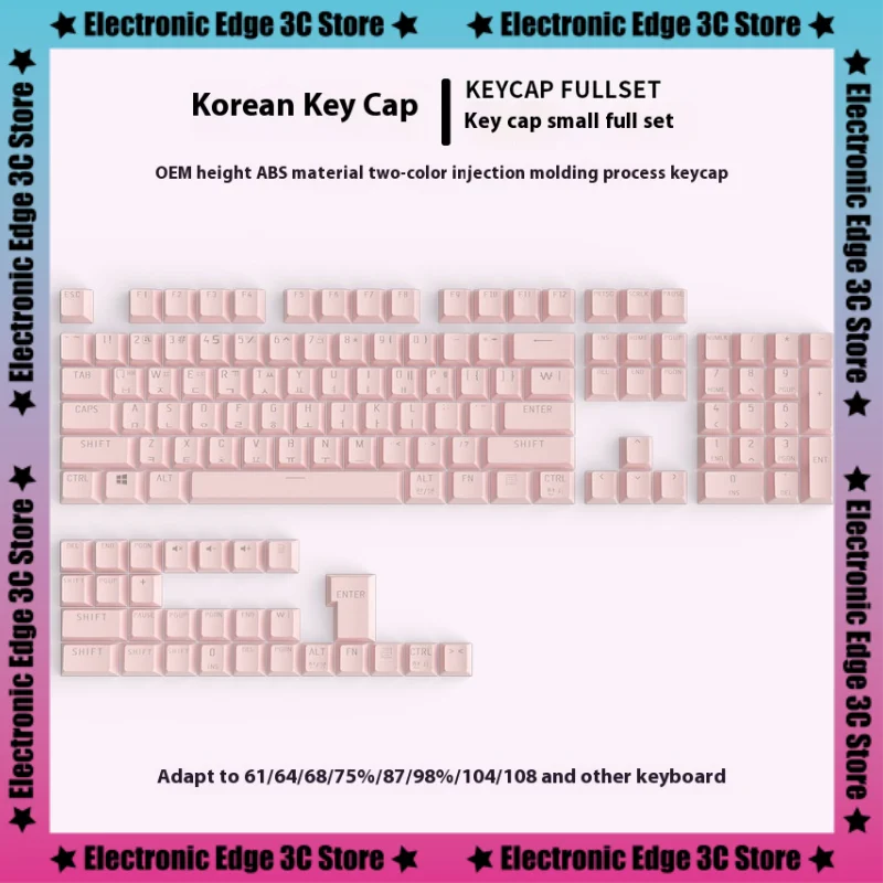 134 Keys Retro Abs Oem Profile Korean Keycaps Dye-Sublimated Keycap Set Mx Cherry Gateron Switch Mechanical Keyboard Kit