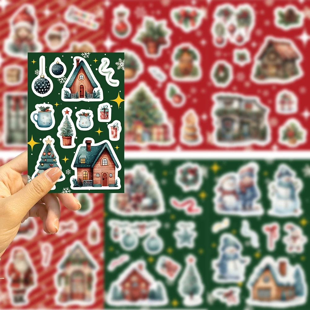 32 ورقة لغز الكرتون زينة عيد الميلاد ثلج حزب الوجه ملصقات الحرف اليدوية للماء لعب الأطفال ملصقات PVC #6