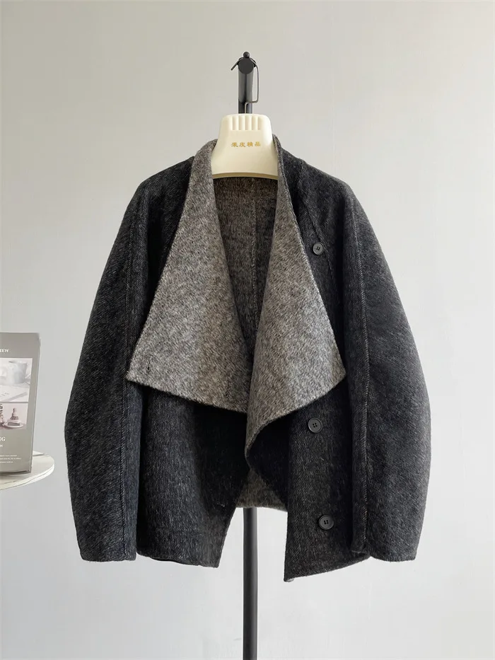 

2026 Spring Flannel Double-sided Woolen Coat for Women Loose and Fashionable Woolen Coat Autumn and Winter New Blends Coat