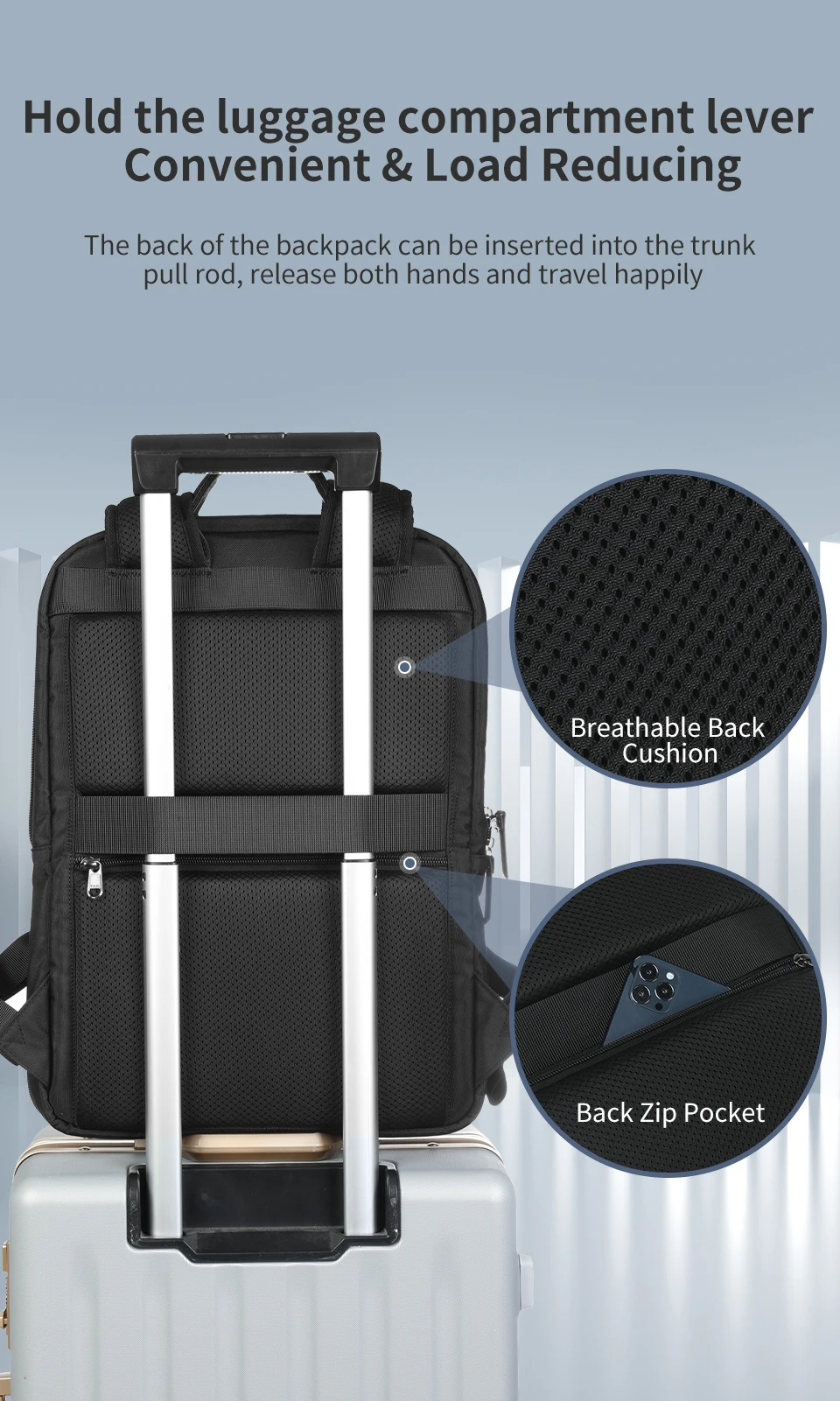 Tigernu Erweiterbare Rucksäcke Für Männer 15,6 zoll Laptop Rucksack Männliche Dünne Business Rucksäcke Schule Reisetasche College Schul – Detail 16