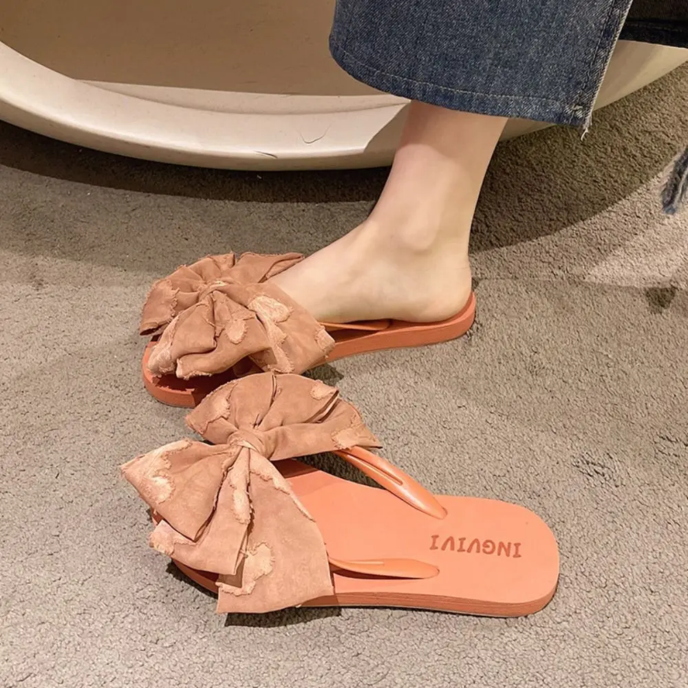 

Cute Soft Sole Bowknot Flip Flops Sweet Anti Slip Beach Slippers Shoes Beachwear Slides Sandals Summer