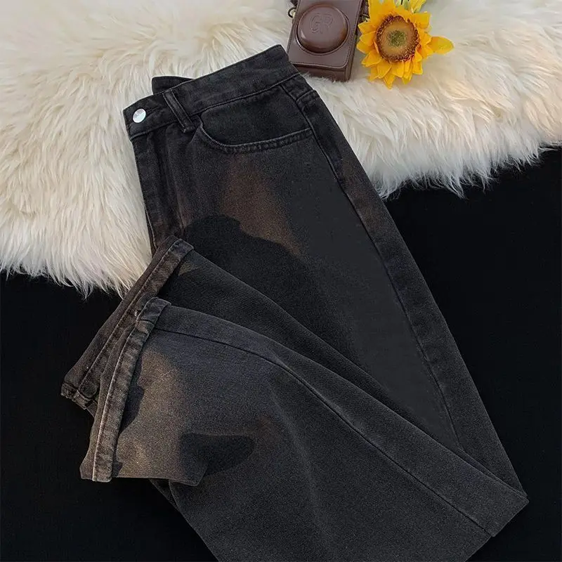 American Retro New Jeans Loose Straight Leg Pants Men's and Women's High Street Simple and Stylish Long Pants