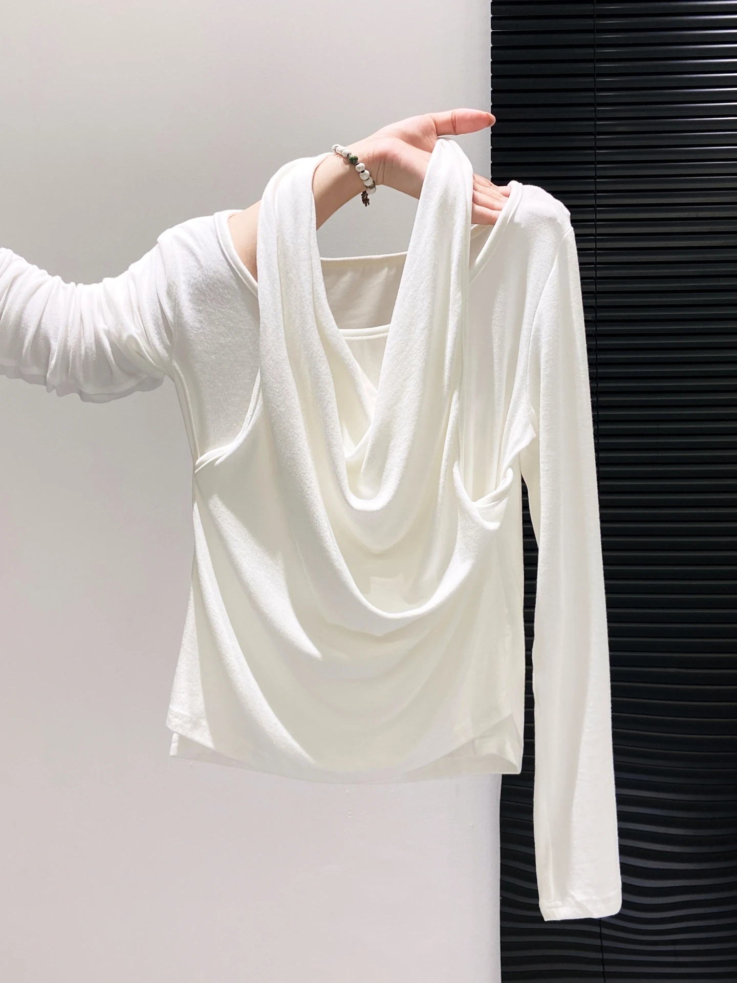 

Женская подвесная футболка с эффектом похудения Long Sve Ne, топ Design Sense Fake, двухсекционная футболка для поездок на работу, корейская версия