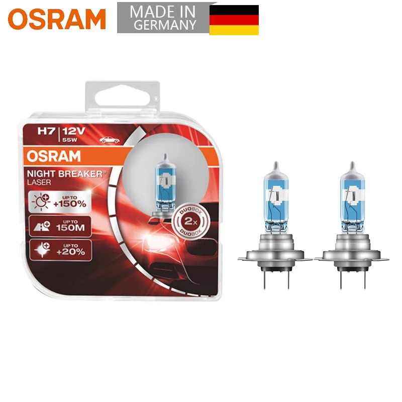 

OSRAM H7 12V 55W New Night Breaker Laser Next Generation Car Lamps Halogen Headlight +150 More Brightness 64210NL, 2X