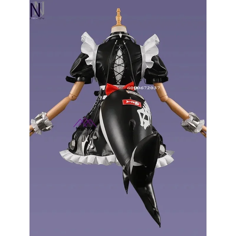 CyZenless Zone Zero alta calidad Ellen Joe Cosplay peluca vestido de sirvienta uniforme cola Victoria limpieza fiesta de Halloween mujeres Outfi