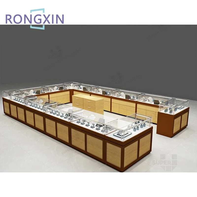 custom.Wooden Retail Jewelry Store Display Cases Shop Furniture Jewelry and Watch Shops and Kiosks Glass Jewelry Shop Kiosk