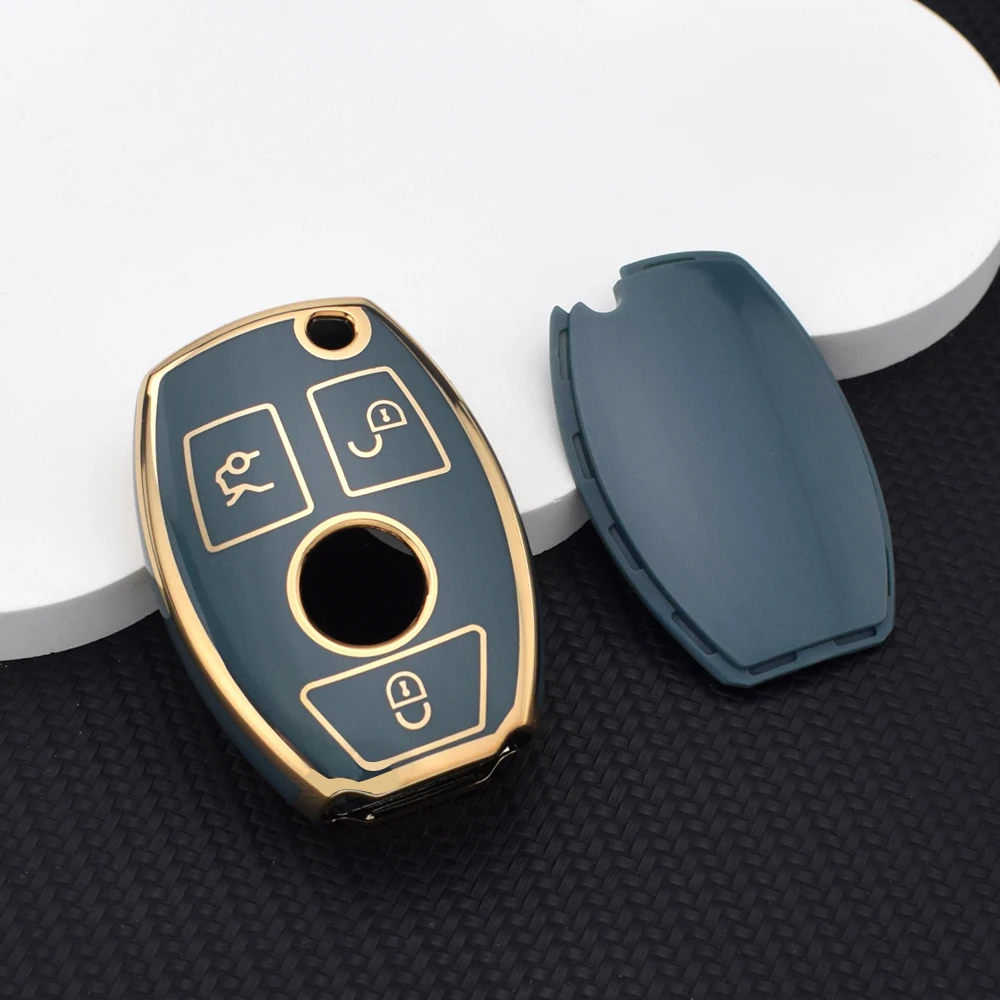 Soft TPU Car Key Case for Mercedes Benz A/B/G/R Class GLA GLK Remote Key Cover with Key Ring for W176 W204 W251 W463 Accessories
