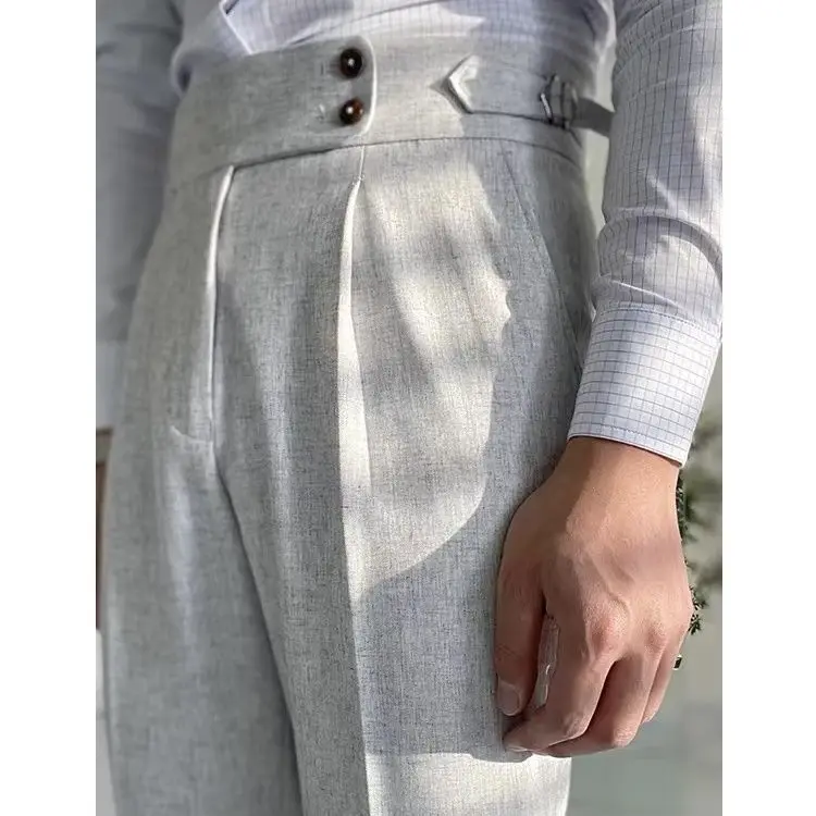 

Men's Light Luxury Button-down Baggy Suit Pants Casual Solid Color Straight Premium Elegant Dress Pants 2025 New Spring